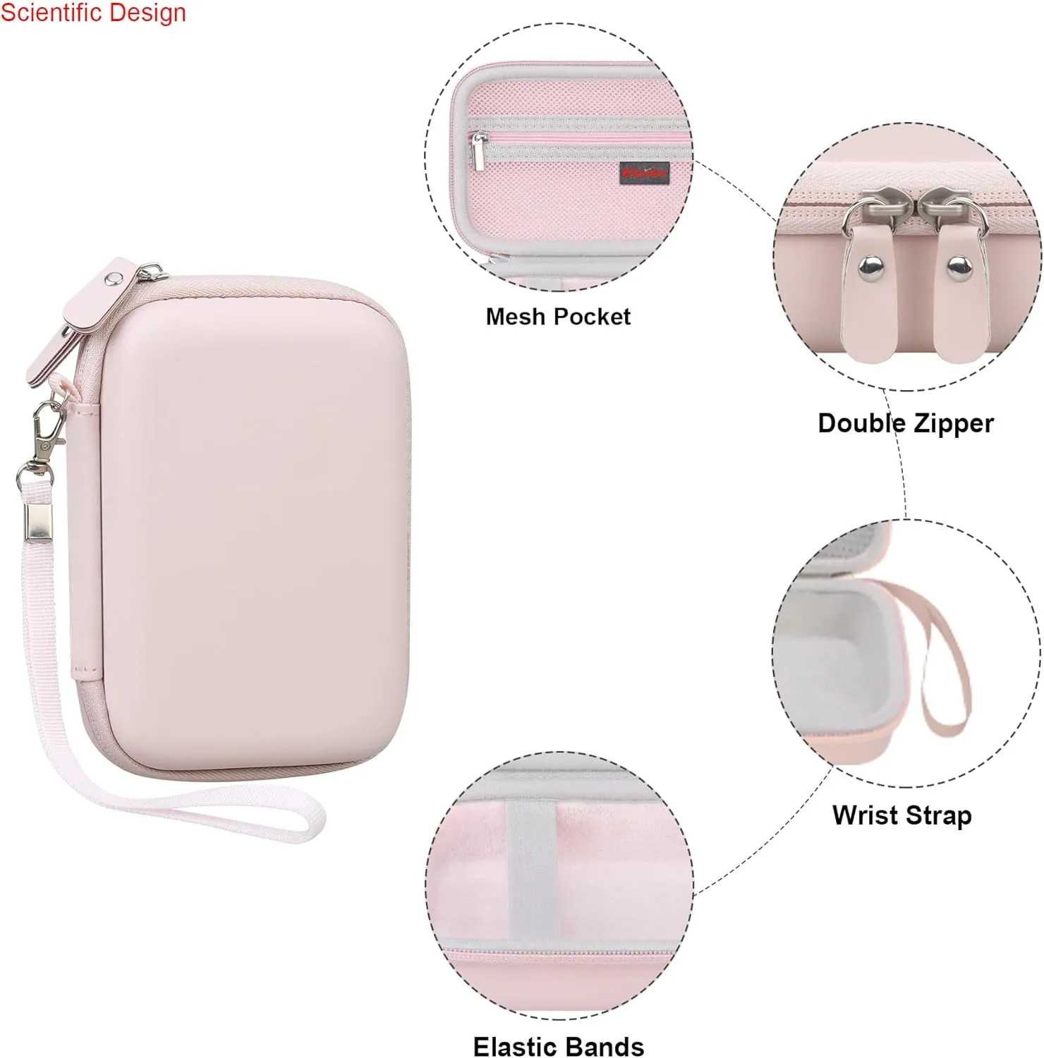 Elonbo Carrying Case for Fujifilm Instax Mini EVO Hybrid Instant Camera, Fujifilm Instax Mini EVO Camera Travel Protective Storage Holder, Portable Photo Printer Instant Print Camera Bag, Pink Pink
