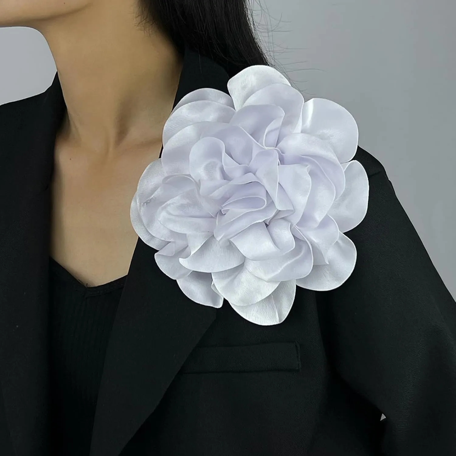 Extra Large Rose Flower Brooches Lapel Pins Dainty Satin Fabric Brooches Big Camellia Flower Brooch Pin for Women Wedding Part Dance Dress Clothes Accessories Jewelry Brooch Pin Size:7.48 in