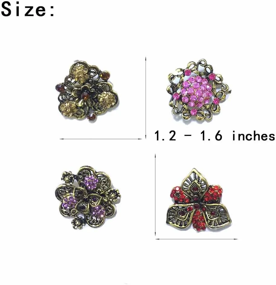 Ezing Lot 24pc Shining Rhinestone Crystal Brooches Pins DIY Wedding Bouquet Kit