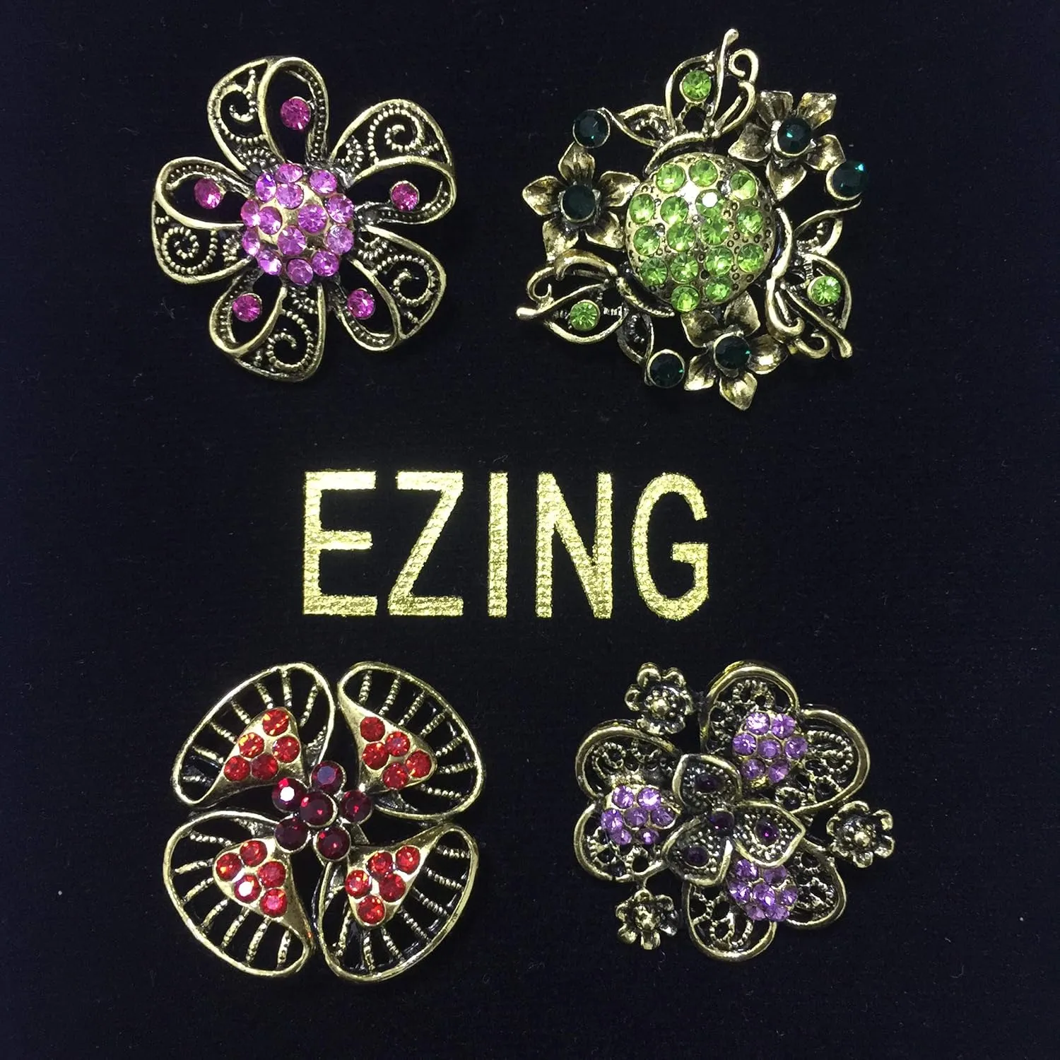 Ezing Lot 24pc Shining Rhinestone Crystal Brooches Pins DIY Wedding Bouquet Kit