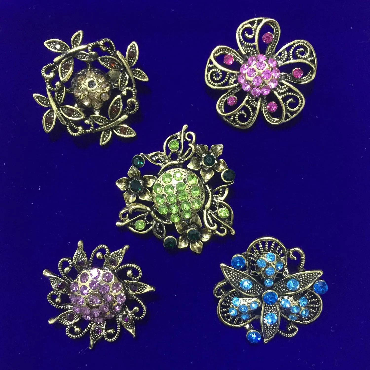 Ezing Lot 24pc Shining Rhinestone Crystal Brooches Pins DIY Wedding Bouquet Kit