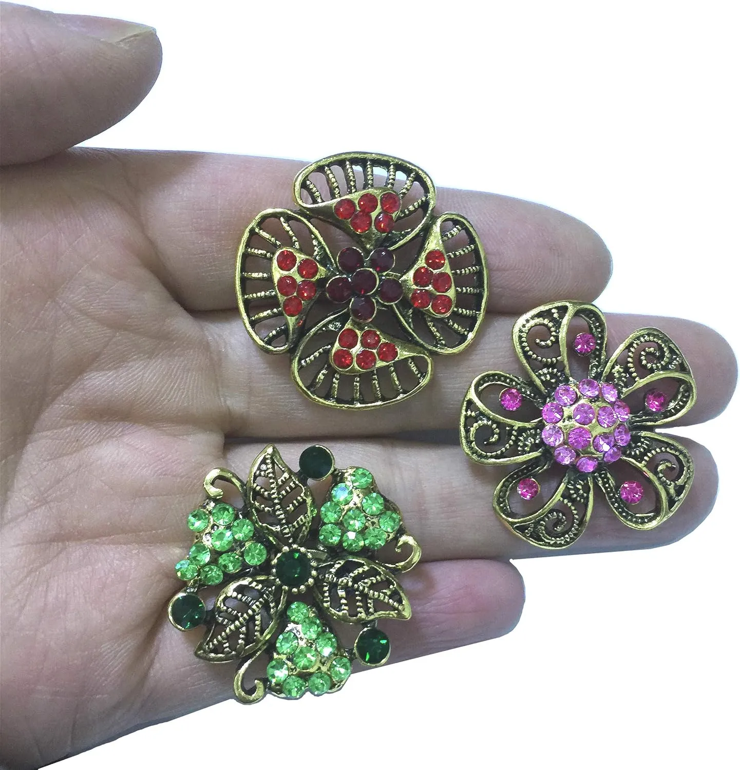 Ezing Lot 24pc Shining Rhinestone Crystal Brooches Pins DIY Wedding Bouquet Kit