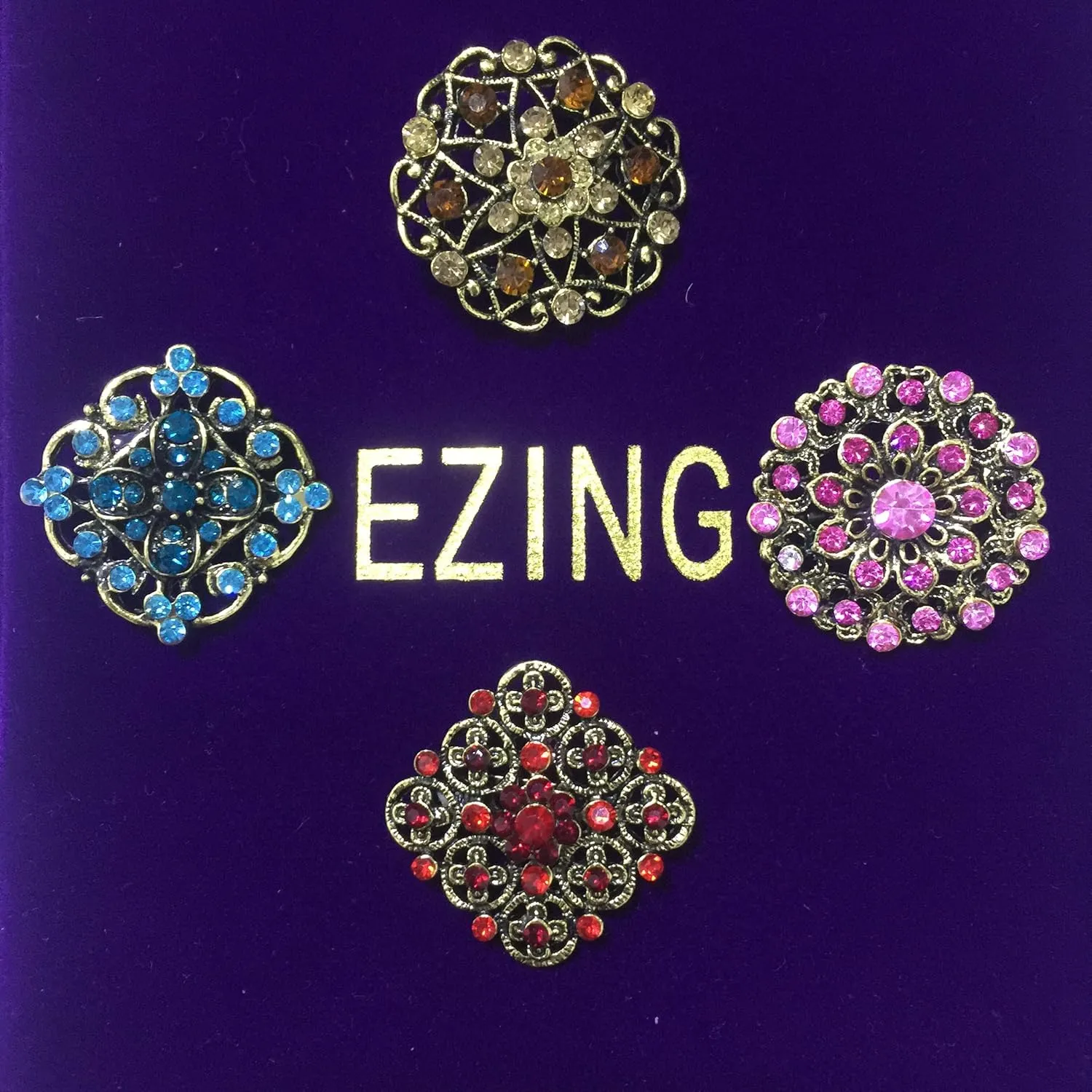 Ezing Lot 24pc Shining Rhinestone Crystal Brooches Pins DIY Wedding Bouquet Kit