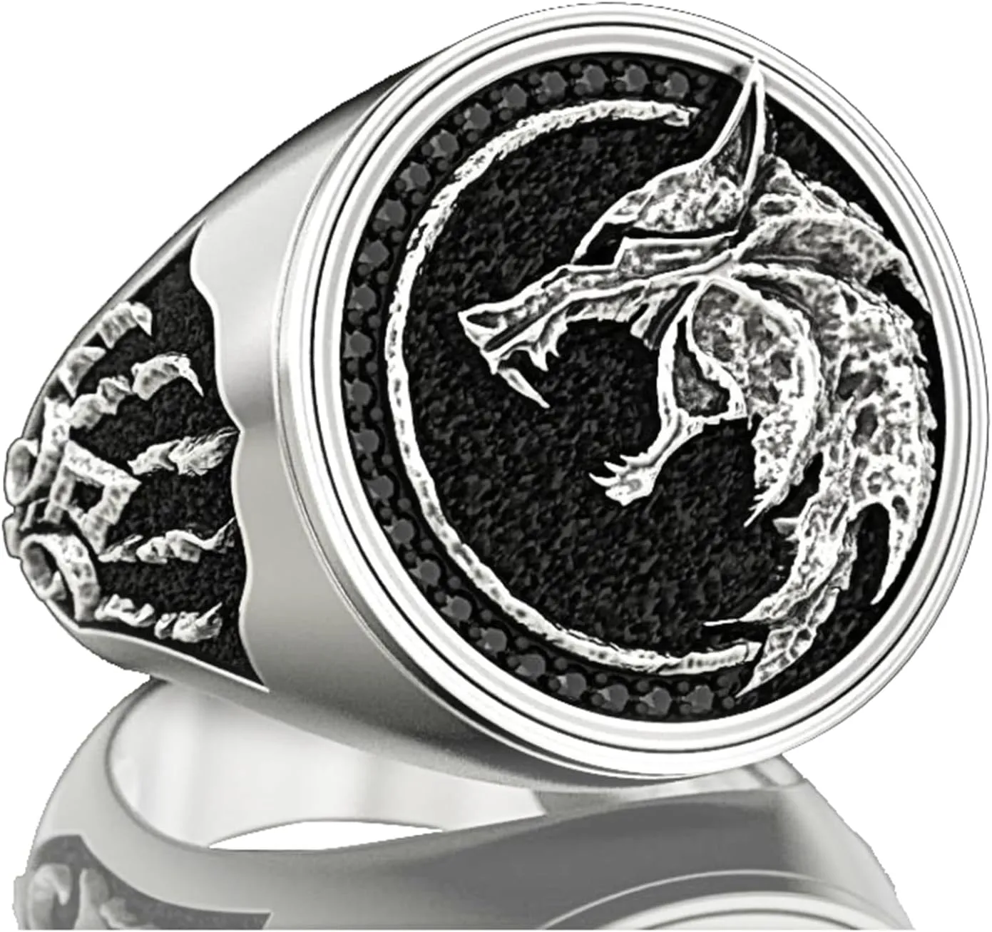 EZUY GNAY Mens Wolf Ring Jewelry Stainless Steel Ring Viking Ring Fashion Hunter Wolf Head Rings Gift For Men