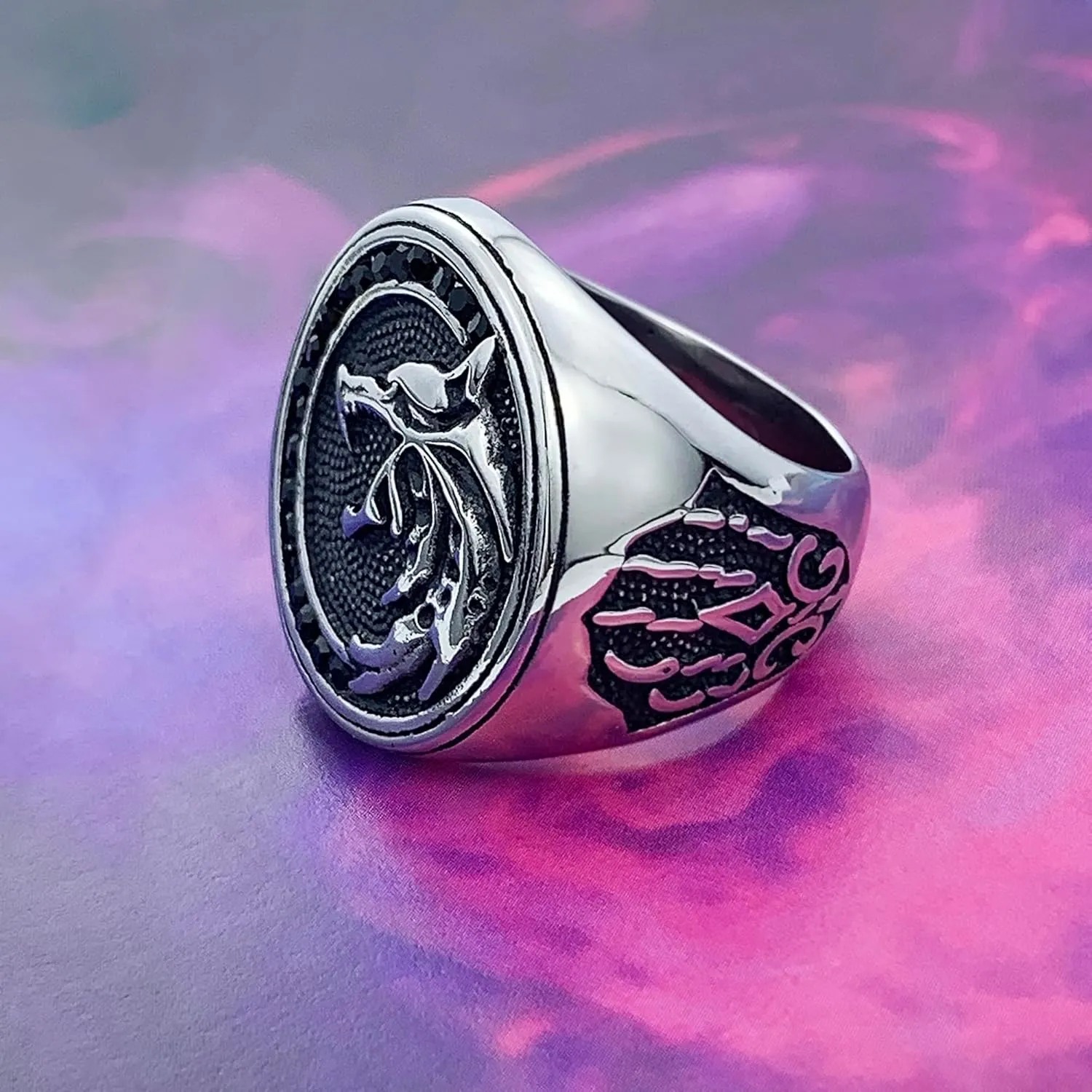 EZUY GNAY Mens Wolf Ring Jewelry Stainless Steel Ring Viking Ring Fashion Hunter Wolf Head Rings Gift For Men