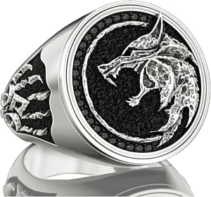 EZUY GNAY Mens Wolf Ring Jewelry Stainless Steel Ring Viking Ring Fashion Hunter Wolf Head Rings Gift For Men