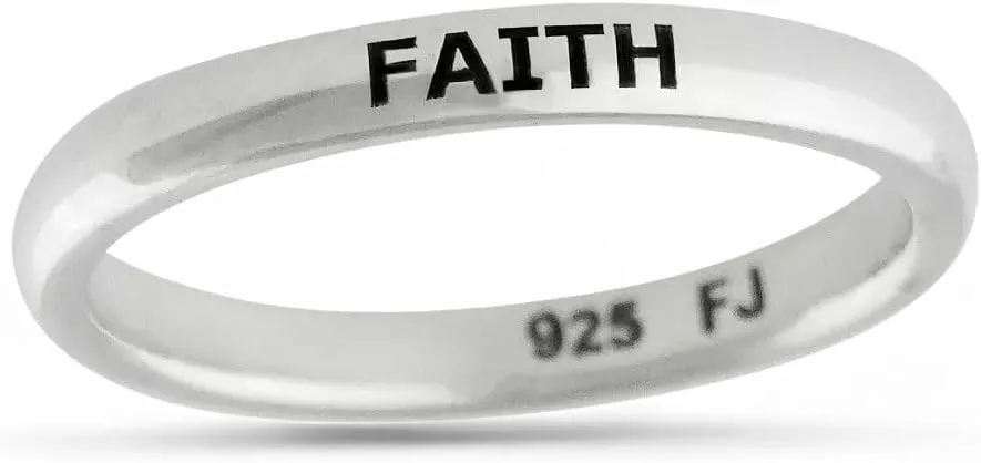 Faith Ring - 925 Sterling Silver - Religious Stackable Band Believe Affirmation - Sterling Silver Rings - Women's Jewelry Gifts - Stylish Accessory