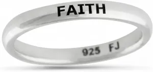 Faith Ring - 925 Sterling Silver - Religious Stackable Band Believe Affirmation - Sterling Silver Rings - Women's Jewelry Gifts - Stylish Accessory