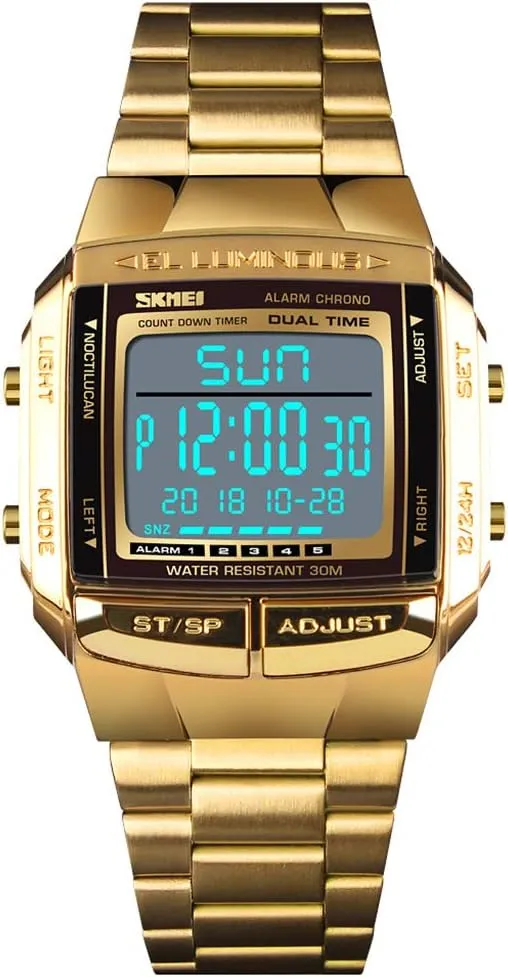 FANMIS Unisex Luxury Digital Watches Multifunctional Stopwatch Countdown Alarm Backlight Water Resistant Watch