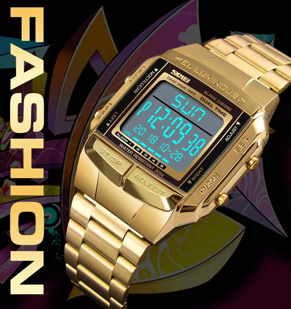 FANMIS Unisex Luxury Digital Watches Multifunctional Stopwatch Countdown Alarm Backlight Water Resistant Watch