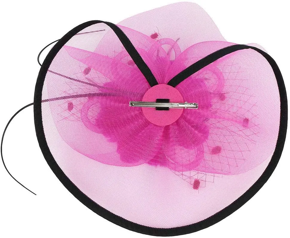 Fascinators for Women Tea Party Hair Clip Hoop Fancy Feather Mesh Headbands 1920s Flapper Bridal Cocktail Headwear