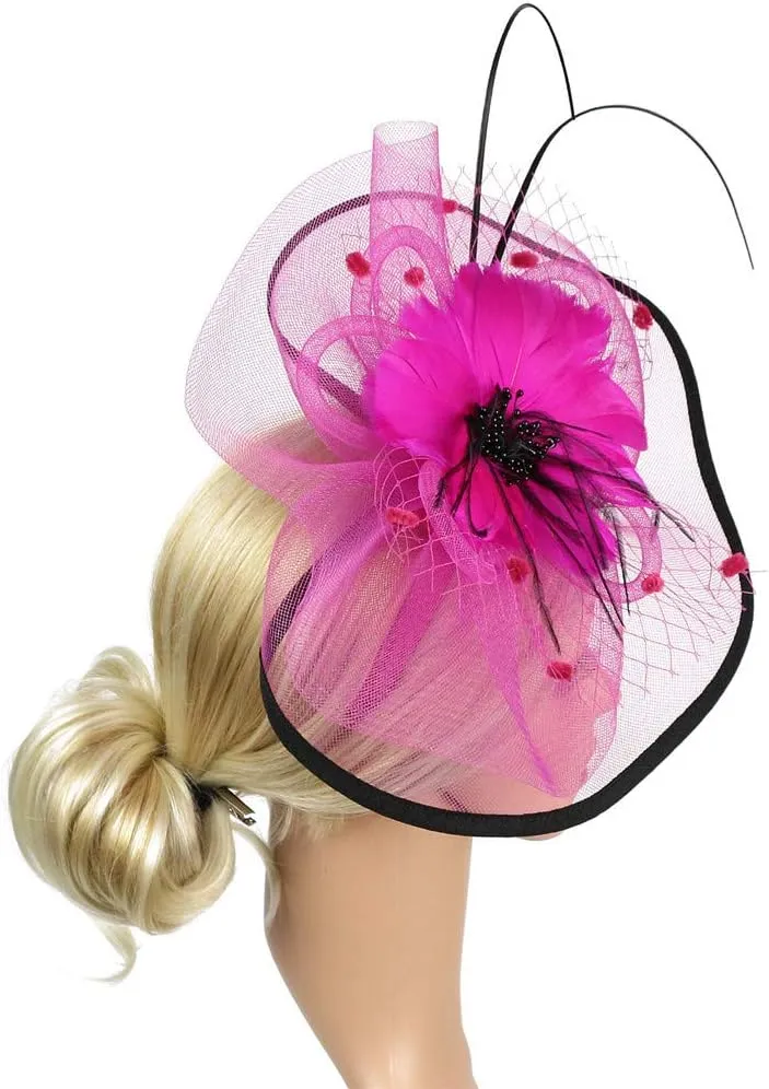 Fascinators for Women Tea Party Hair Clip Hoop Fancy Feather Mesh Headbands 1920s Flapper Bridal Cocktail Headwear