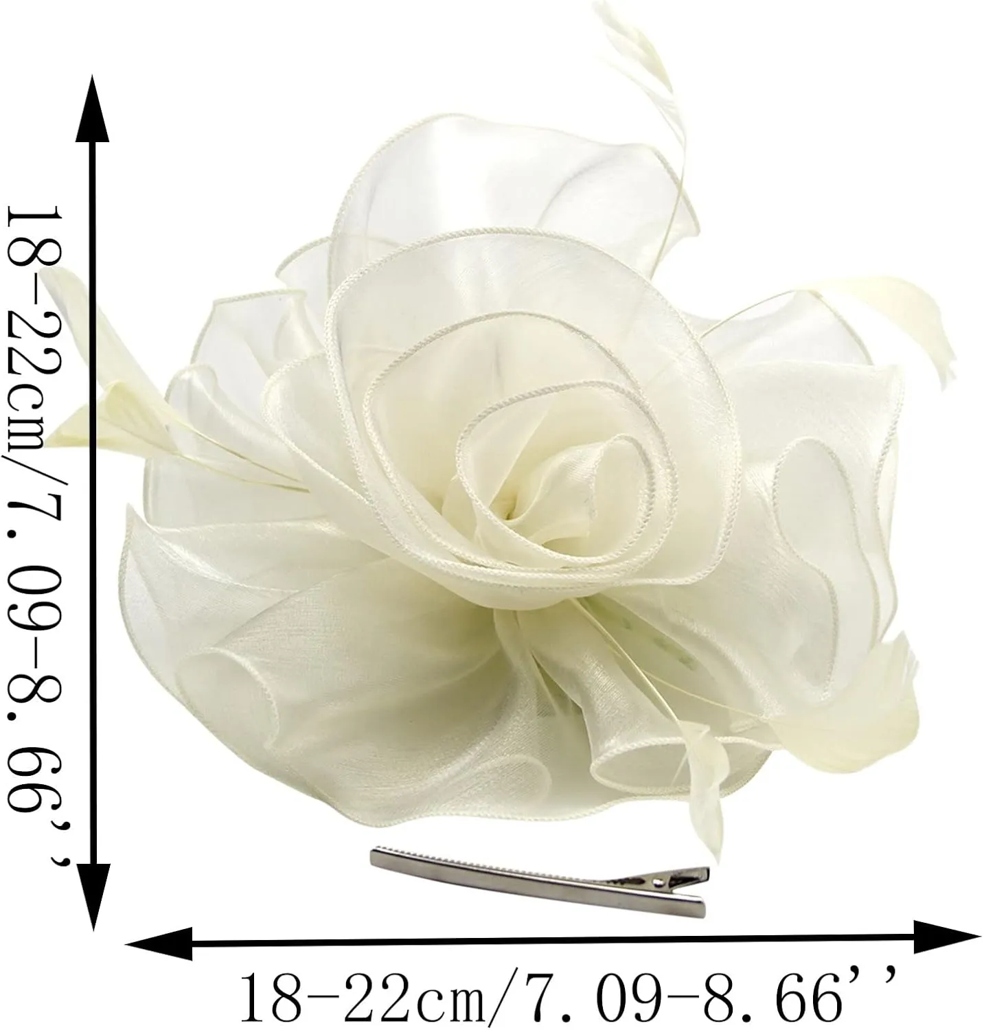Fascinators for Women Tea Party Headband Organza Derby Hats Clip Big Flower Cocktail Hair Clip Wedding Bride Hairband