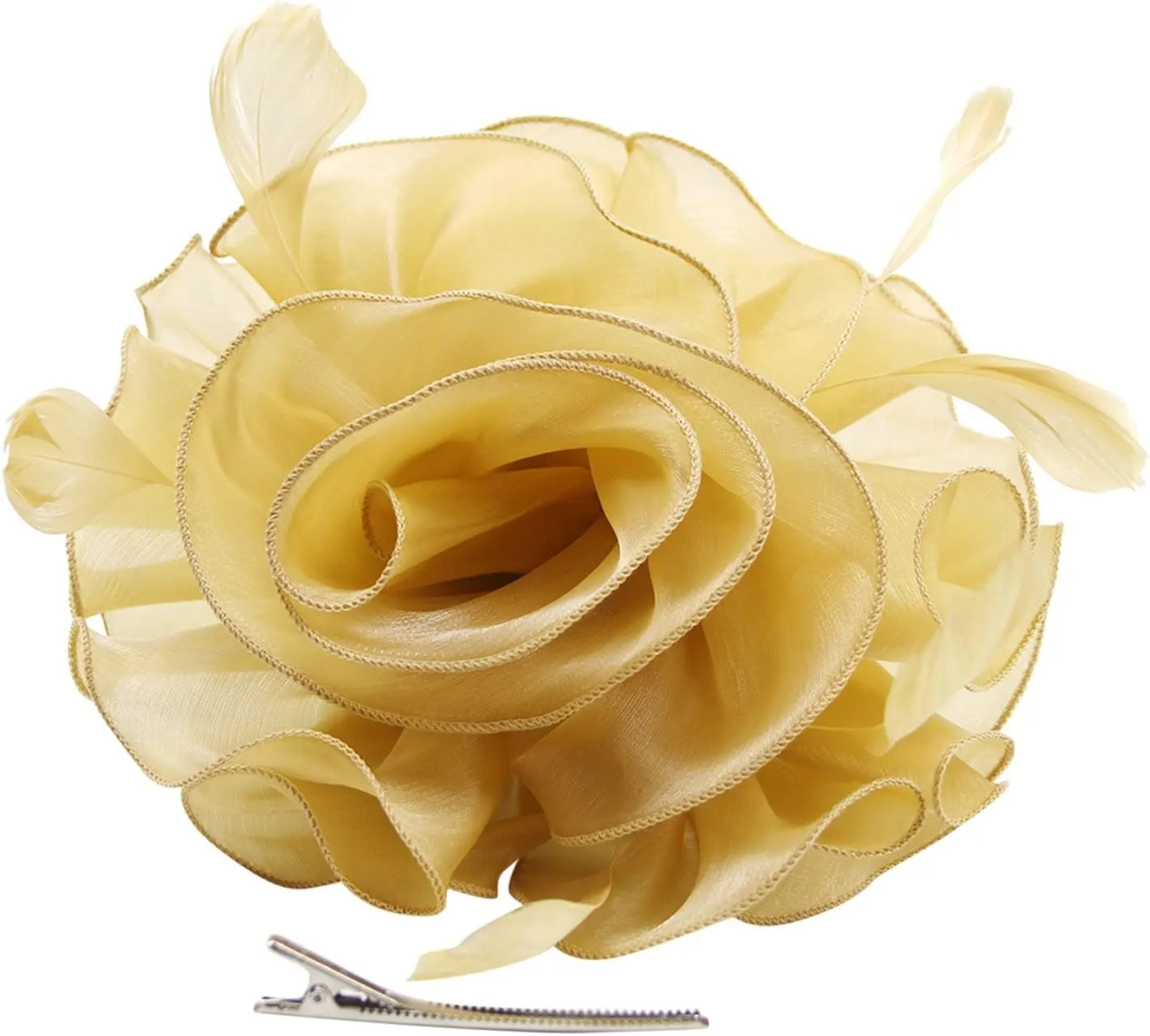 Fascinators for Women Tea Party Headband Organza Derby Hats Clip Big Flower Cocktail Hair Clip Wedding Bride Hairband