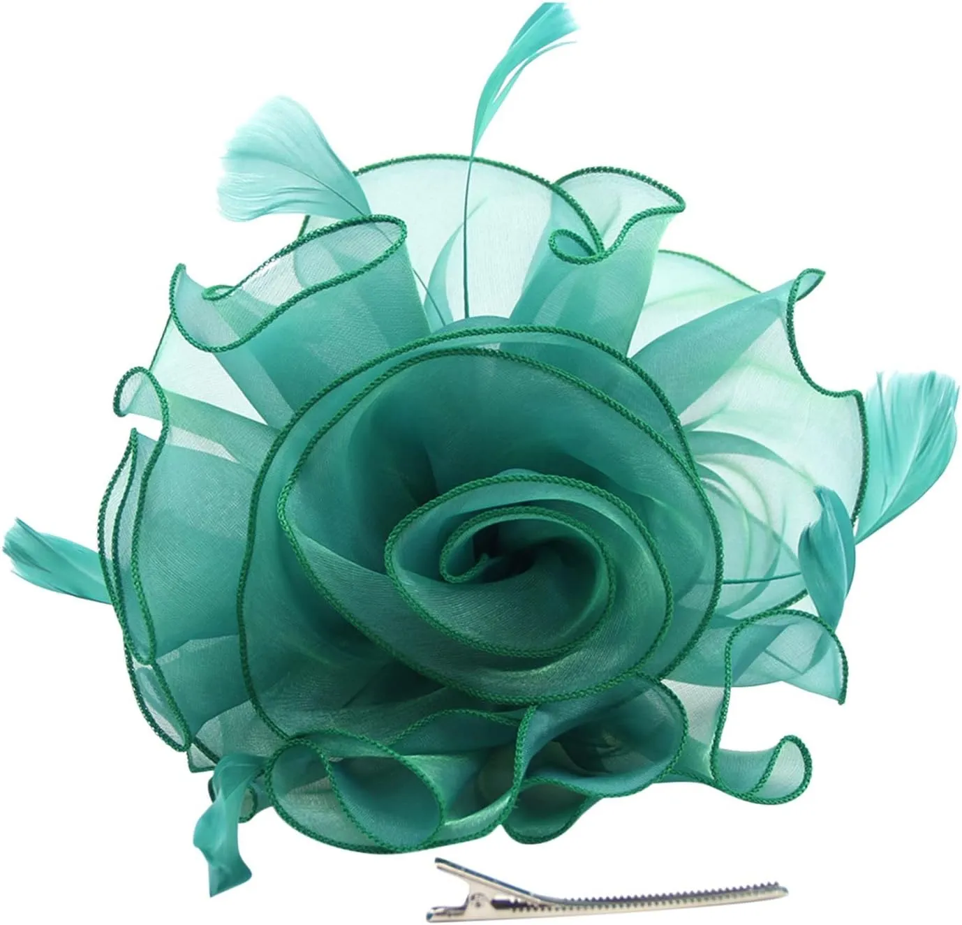 Fascinators for Women Tea Party Headband Organza Derby Hats Clip Big Flower Cocktail Hair Clip Wedding Bride Hairband