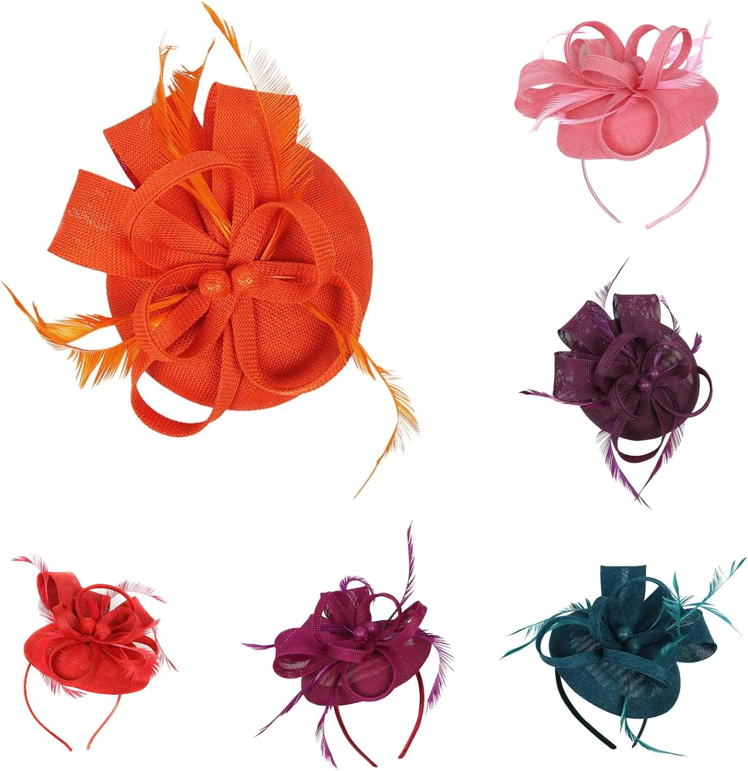 Fascinators Hats for Women Tea Party Hat Ribbons Feathers Hat Headband 20s Cocktail Headpiece Hair Clip (Purple, One Size)