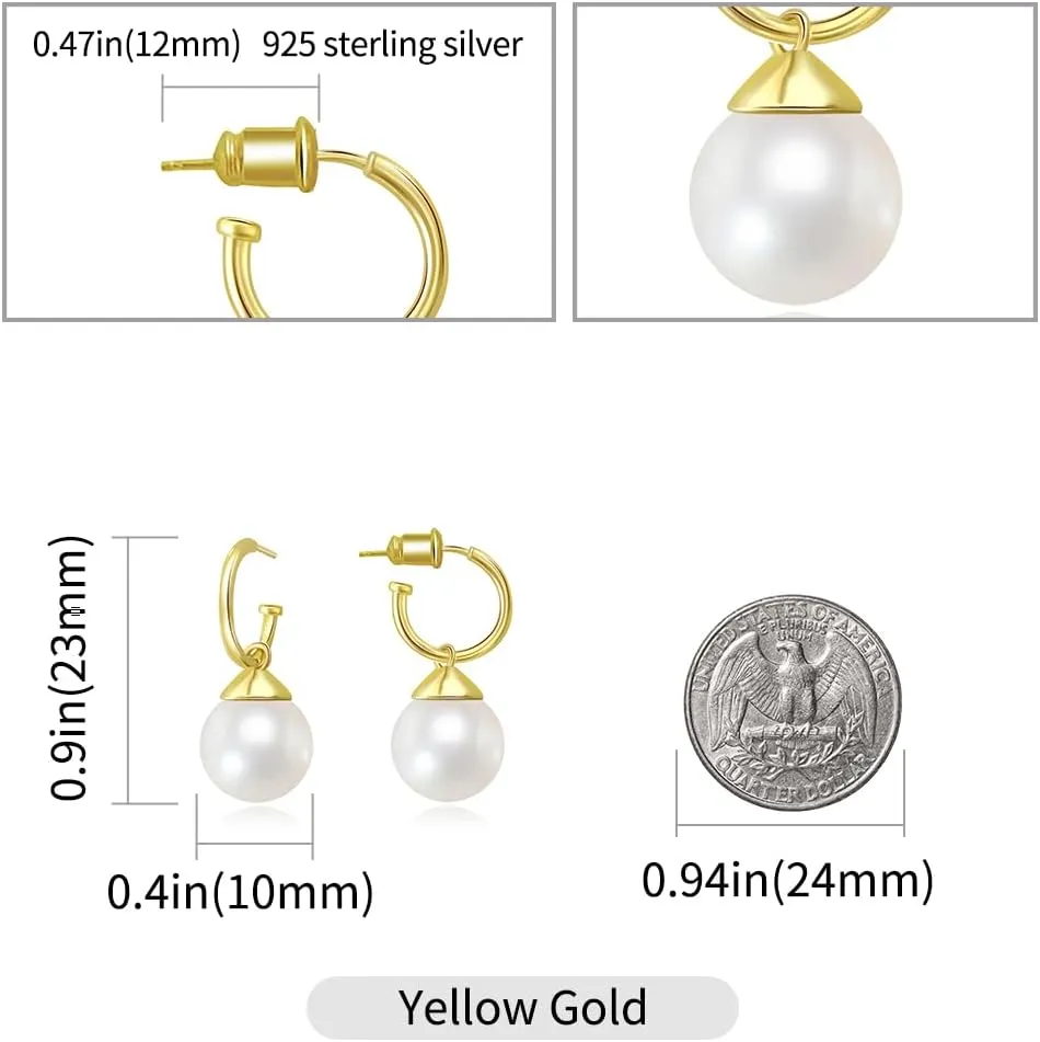 Faux Pearl Hoop Stud Earrings Twisted Rope Round Hoop Earrings for Women Lightweight Pearl Drop Earrings