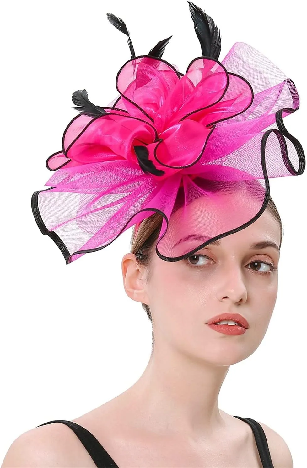 Flower Hair Clips for Women Derby Mesh Fancy Fascinators Hat Vintage Elegant Cocktail Tea Party Wedding Retro Headwear