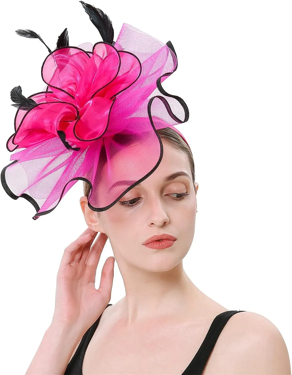 Flower Hair Clips for Women Derby Mesh Fancy Fascinators Hat Vintage Elegant Cocktail Tea Party Wedding Retro Headwear
