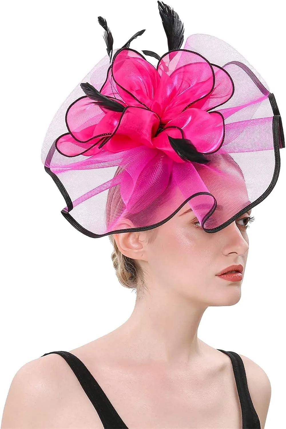 Flower Hair Clips for Women Derby Mesh Fancy Fascinators Hat Vintage Elegant Cocktail Tea Party Wedding Retro Headwear