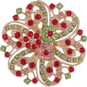 Flower Pins and Brooches for Women, Sparkling Rhinestone Brooch Pins for Christmas, FLB02C
