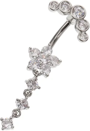 FRCOLOR Belly Ring Ornament Floral Navel Ring Body Belly Ring Women Belly Button Jewelry Piercing Jewelry Body Piercing Jewelry Belly Button Ring Belly Rings Silver Stainless Steel