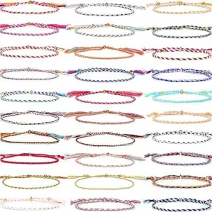 Friendship Bracelets, 26 Pieces Woven Wrap Friendship Bracelet Bulk, Colorful Handmade Braided String Bracelets Adjustable Wrist Bracelet for Women, Friends, Jewelry Birthday Gifts