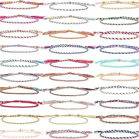Friendship Bracelets, 26 Pieces Woven Wrap Friendship Bracelet Bulk, Colorful Handmade Braided String Bracelets Adjustable Wrist Bracelet for Women, Friends, Jewelry Birthday Gifts