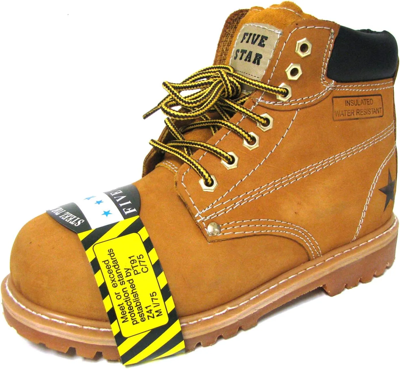 G6B33T Men's Steel Toe Work Boots Tan Nubuck Leather 6" Lug Sole Oil Resistant Shoes Width: Wide (W 2E)