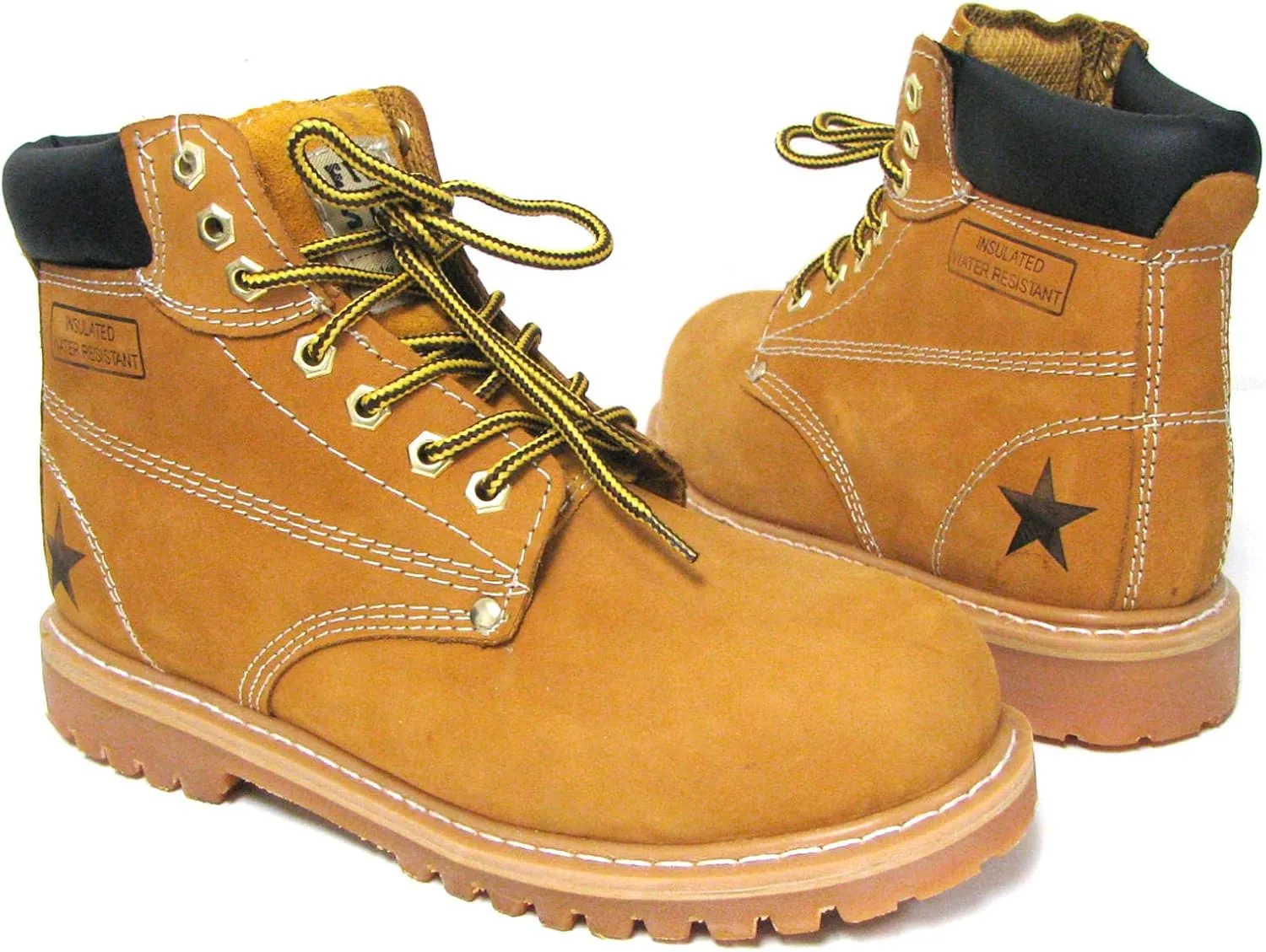 G6B33T Men's Steel Toe Work Boots Tan Nubuck Leather 6" Lug Sole Oil Resistant Shoes Width: Wide (W 2E)