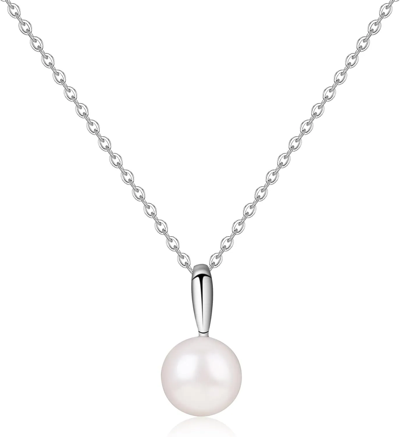 GAVU 925 Sterling Silver Freshwater Pearl Necklace for Women Gold/Silver, Handpicked AAA Single Pearl Pendant Necklace