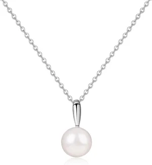 GAVU 925 Sterling Silver Freshwater Pearl Necklace for Women Gold/Silver, Handpicked AAA Single Pearl Pendant Necklace