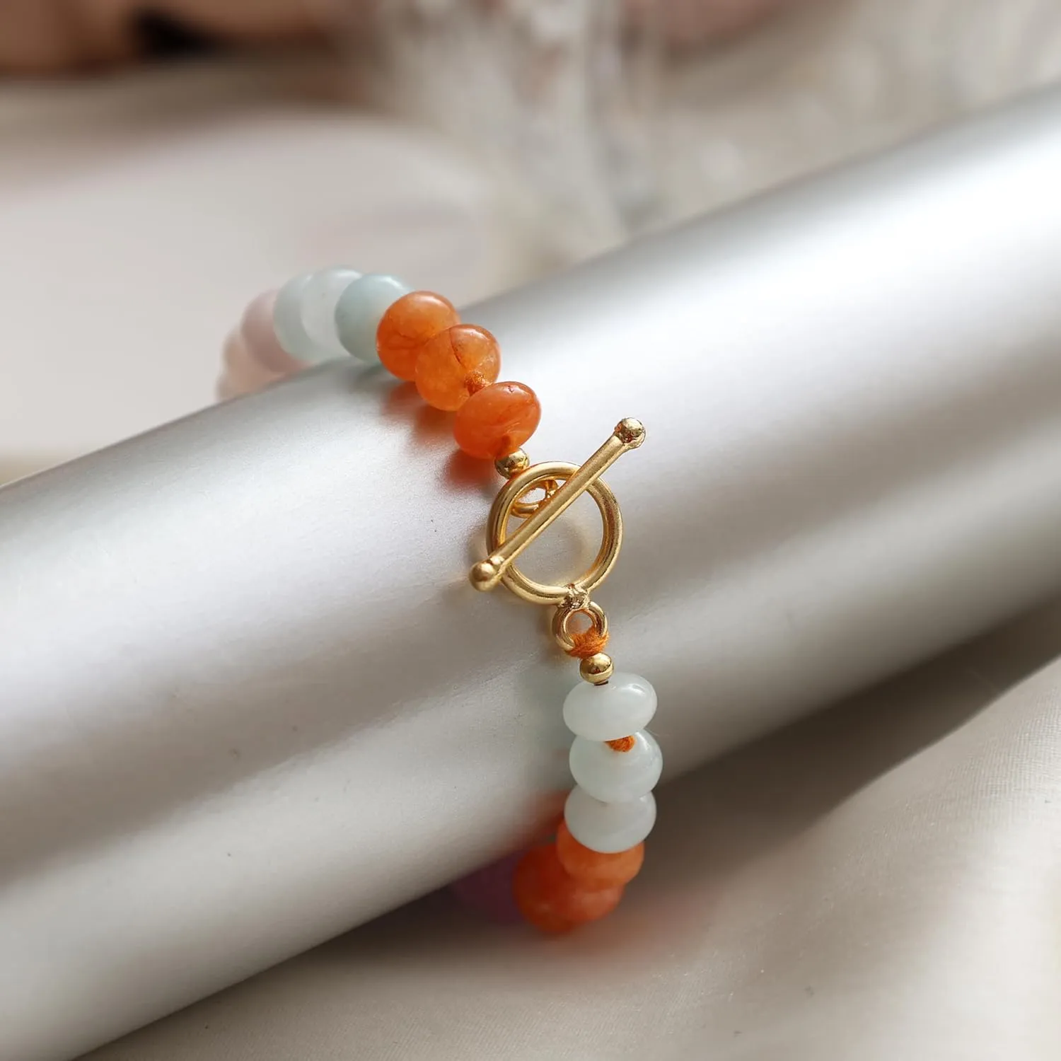 Gempires Handmade Multi Color Bracelets Colorful Beaded Gemstone Jewelry Hypoallergenic 8 Inch Gold Plated Western Fashion Everyday Jewelry For Women