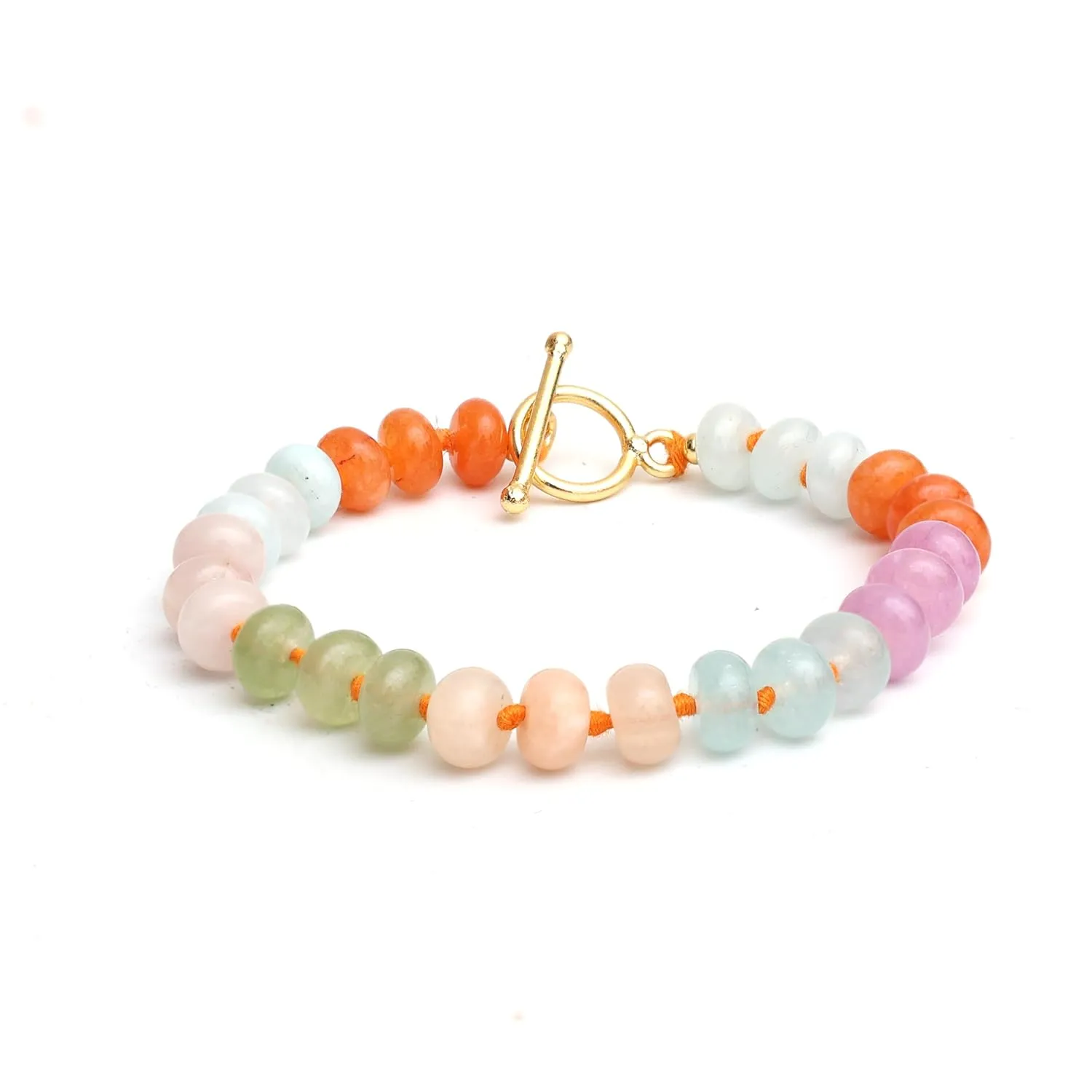 Gempires Handmade Multi Color Bracelets Colorful Beaded Gemstone Jewelry Hypoallergenic 8 Inch Gold Plated Western Fashion Everyday Jewelry For Women
