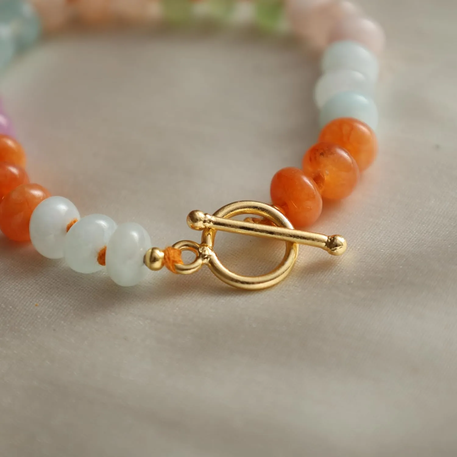 Gempires Handmade Multi Color Bracelets Colorful Beaded Gemstone Jewelry Hypoallergenic 8 Inch Gold Plated Western Fashion Everyday Jewelry For Women