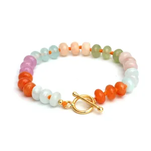Gempires Handmade Multi Color Bracelets Colorful Beaded Gemstone Jewelry Hypoallergenic 8 Inch Gold Plated Western Fashion Everyday Jewelry For Women