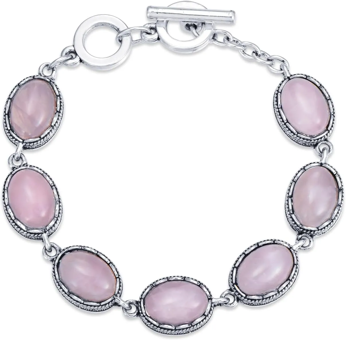 Gemstone Bracelets for Women Oval Shape Gemstone Link Bracelets Boho Stone Bracelets Jewelry Gift for Mom Girlfriends (8.7 inches)