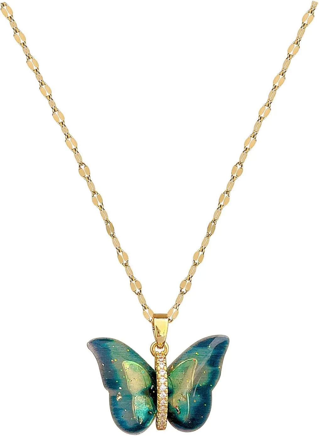 GIGB PBDK Dainty 14K Gold Butterfly Necklace for Women Cubic Zirconia Butterfly Pendant Necklace Adjustable Stainless Steel Choker Necklace Jewelry Accessories
