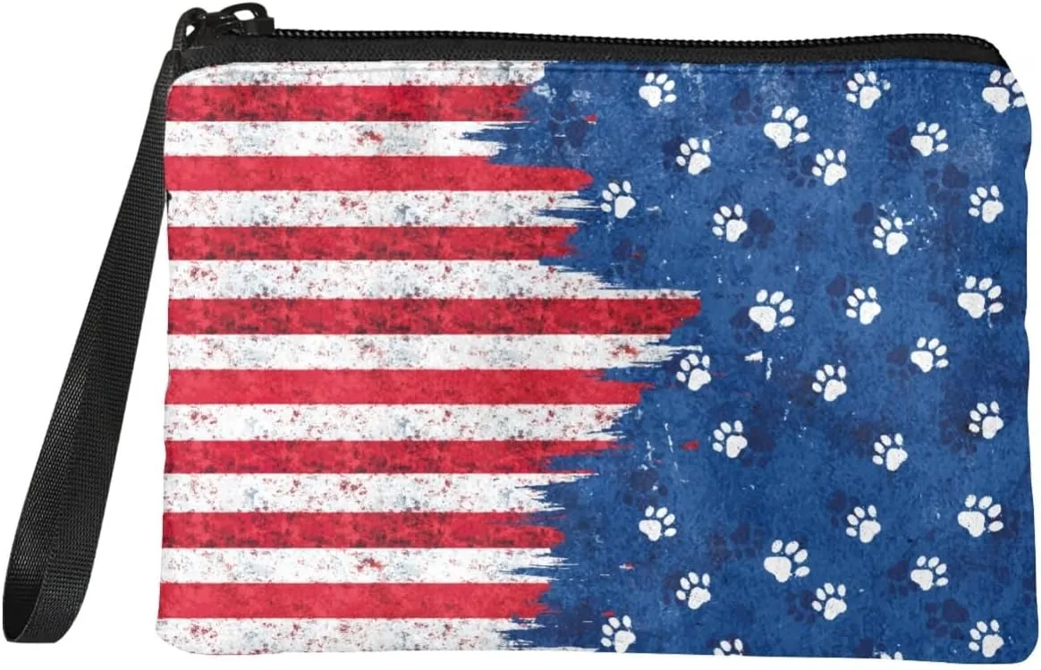 GLENLCWE American Flag Coin Purse Canvas Coin Pouch Lightweight Wallet Bag,Canvas,Washable
