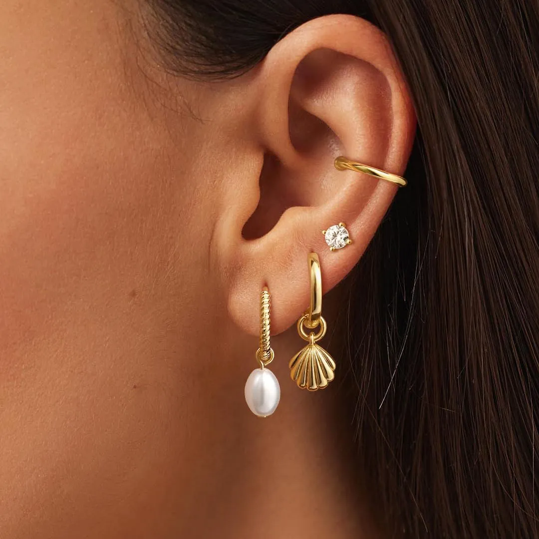 Gold Earrings for Women - 14K Gold Hoop Earrings Set for Women Trendy Huggie Earrings Studs Cuffs Small Dainty Dangle Earrings Lightweight Cartilage Multiple Piercing Earrings Jewelry Gifts