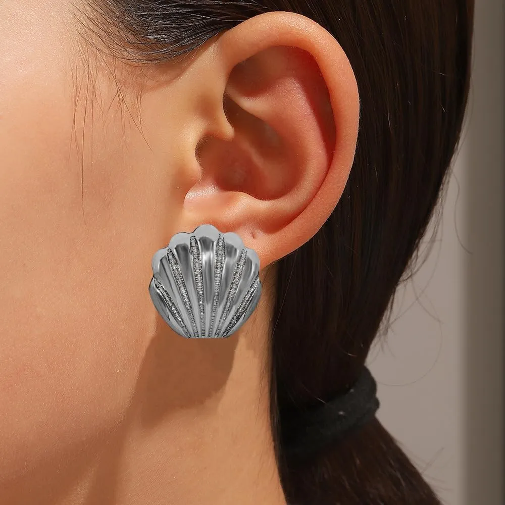 Gold Starfish Earrings for Women 14K Gold Plated Seashell Earrings Sea Shell Stud Earrings Beach Jewelry Gifts for Women