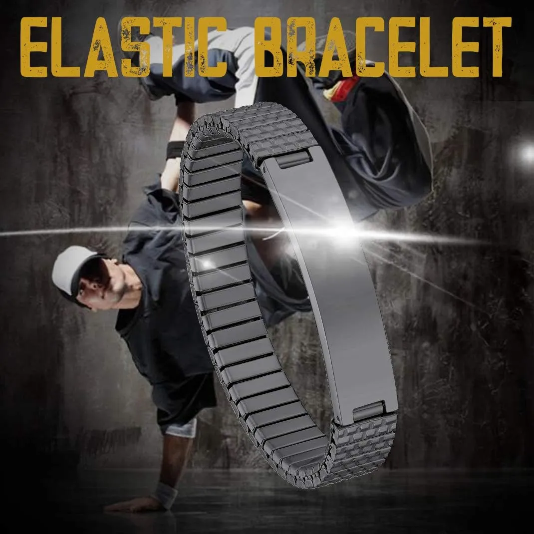 GOLDCHIC JEWELRY Personalized Mens ID Bracelets, Stainless Steel Engraved Bracelets, 7mm-15mm Wide Curb Link Stretch Cuff Bracelets