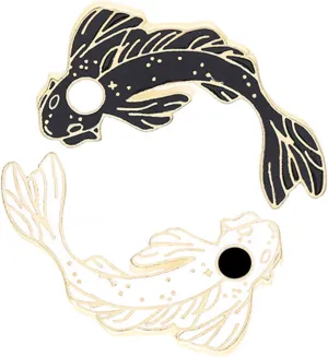 GuassLee Enamel Lapel Brooches Pin Set, 2pcs Lovely Black and White Fish Brooch, Cute Cartoon Pins for Backpacks Clothes Bags Jackets Hat Jewelry DIY Accessories Christmas Gift