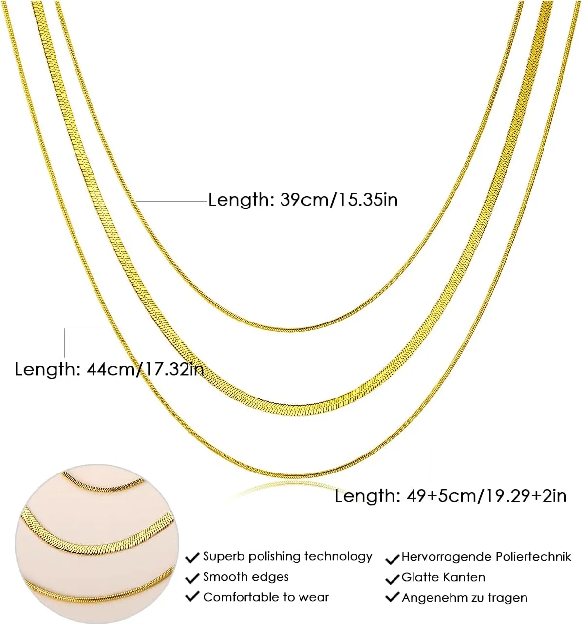 GW Necklaces for Women, Dainty Gold Layered Necklace 14k Gold Plated Layered Choker Chain Set Ladies Link Necklace Fashionable Jewelry, Long Gold Necklace for Women