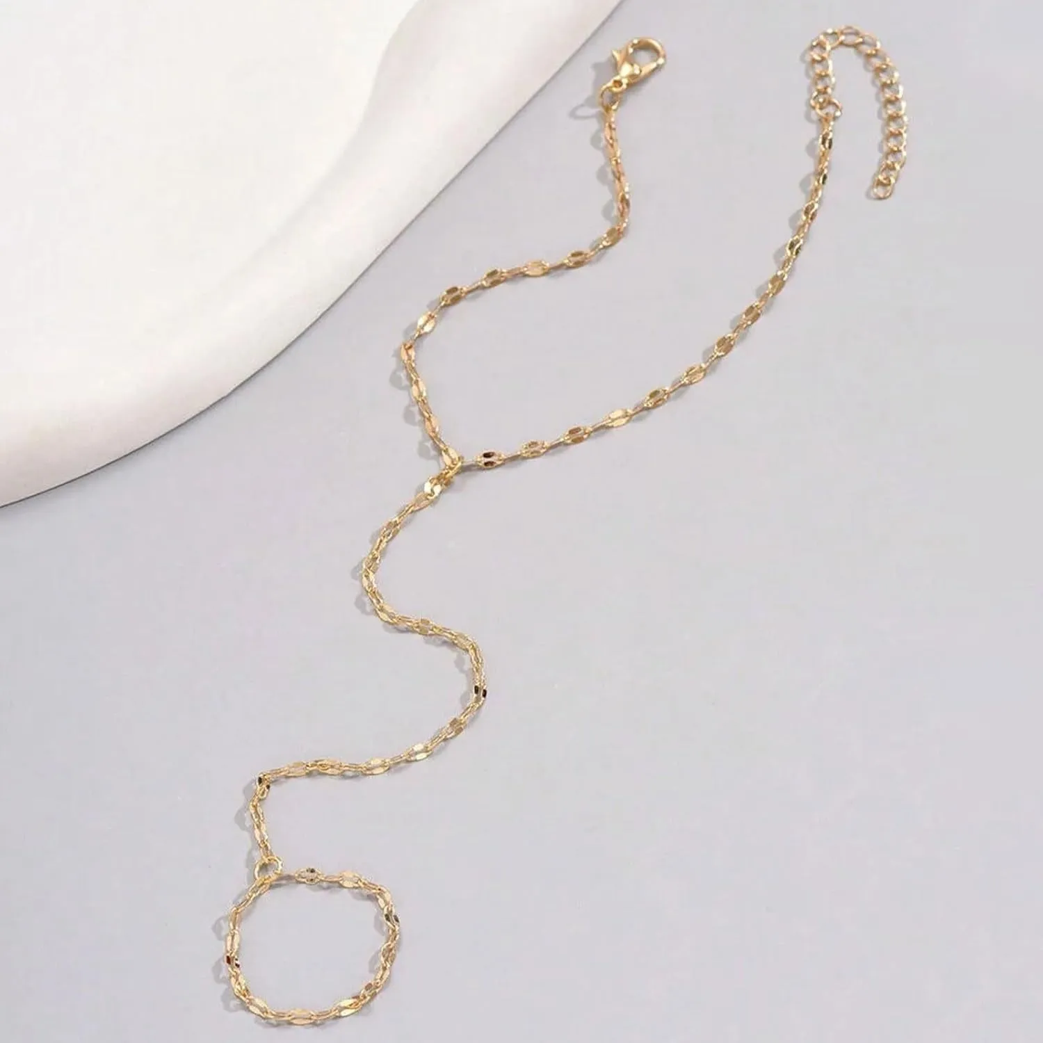 Hand Chain Initial Bracelet Ring Bracelet Hand Chain Gold Plated Letter Initial Bracelet Dainty Gold Bracelets Initial Bracelets for Women Trendy Birthday Jewelry Gifts