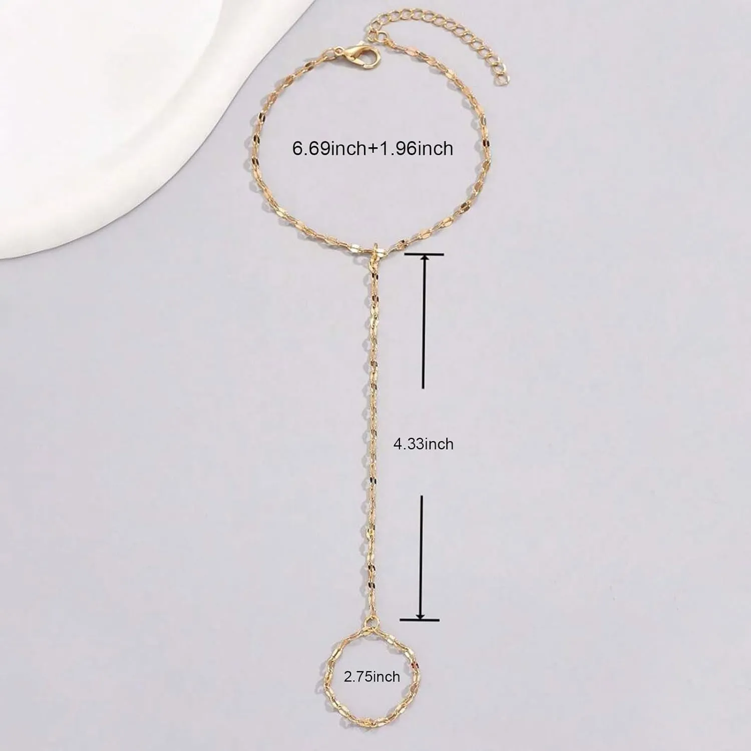 Hand Chain Initial Bracelet Ring Bracelet Hand Chain Gold Plated Letter Initial Bracelet Dainty Gold Bracelets Initial Bracelets for Women Trendy Birthday Jewelry Gifts