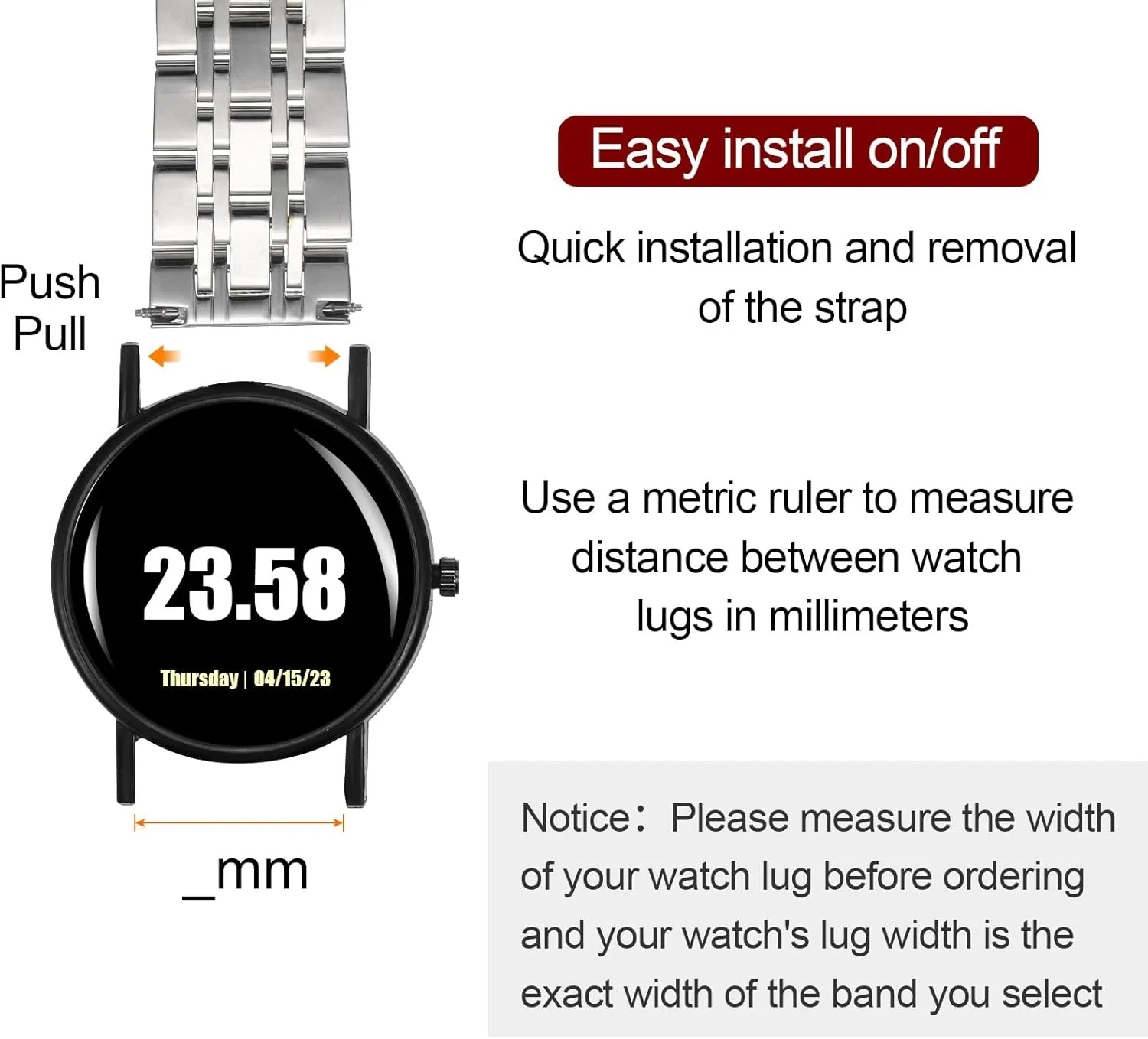 HARFINGTON Stainless Steel Mesh Watch Band Quick Release Metal Watch Strap Adjustable Butterfly Clasp Replacement Bands for Men and Women
