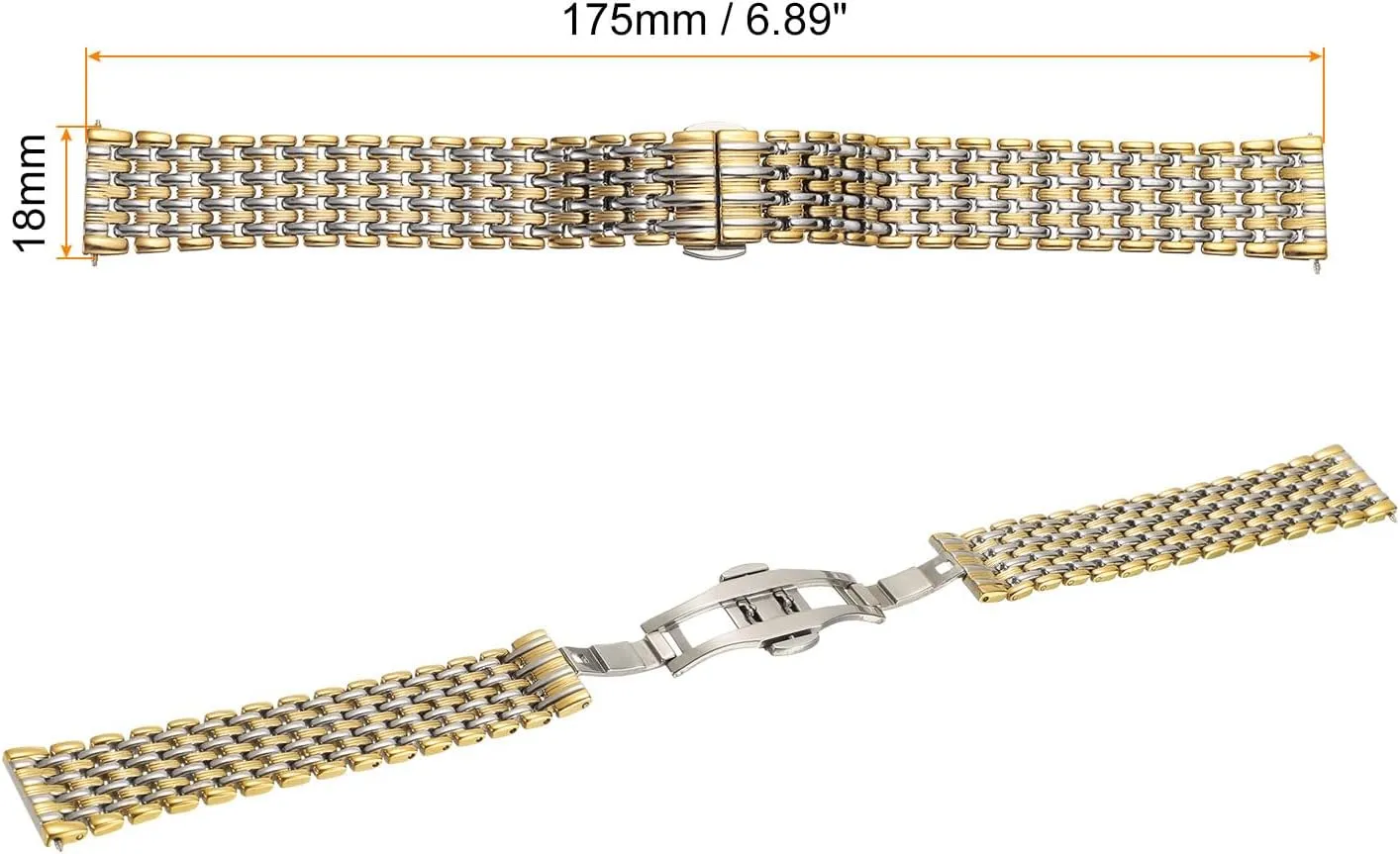 HARFINGTON Stainless Steel Mesh Watch Band Quick Release Metal Watch Strap Adjustable Fold Butterfly Clasp Replacement Bands for Men Women