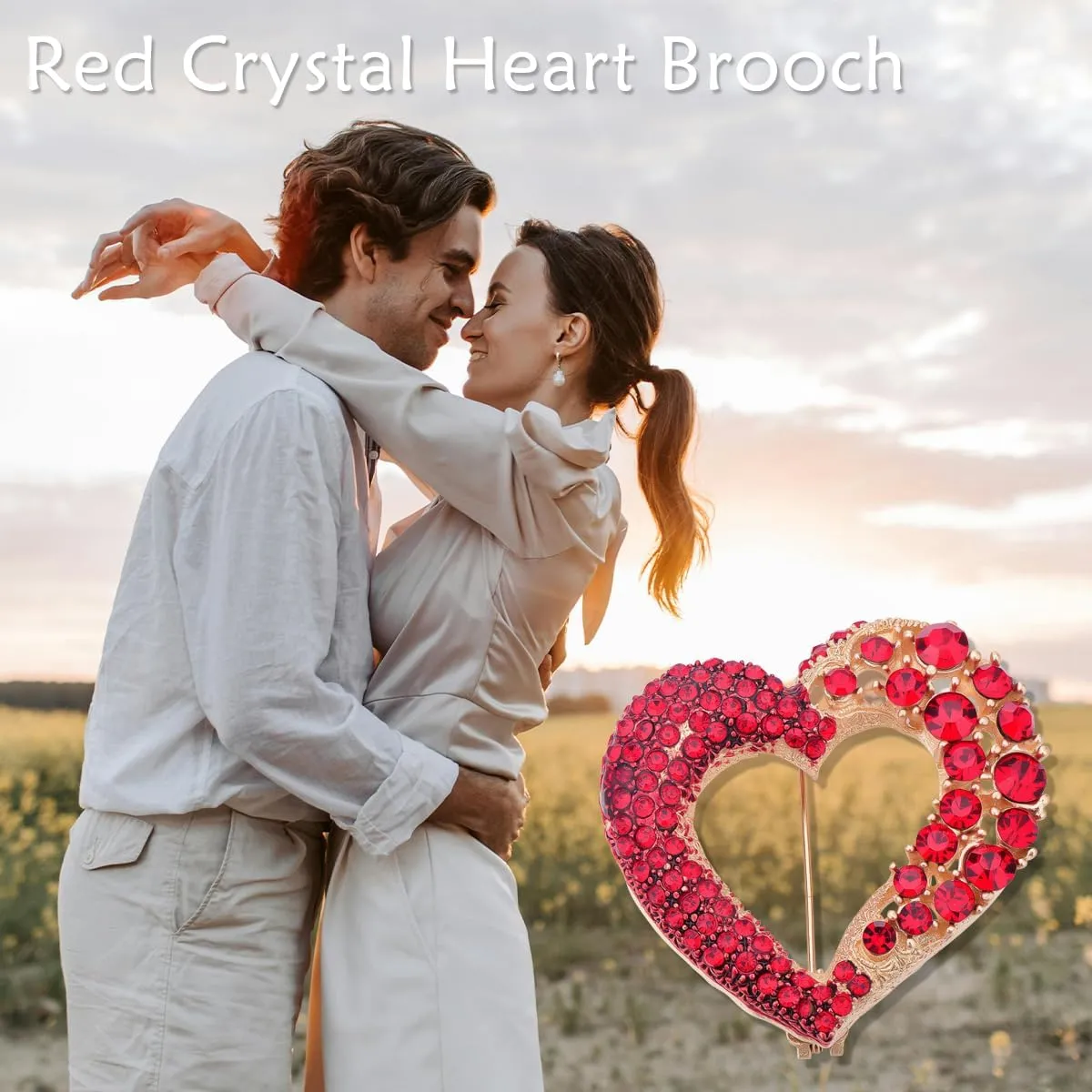 Heart Brooches for Women Rhinestone Crystal Heart Brooch Pin Gift for Wife Girlfriend