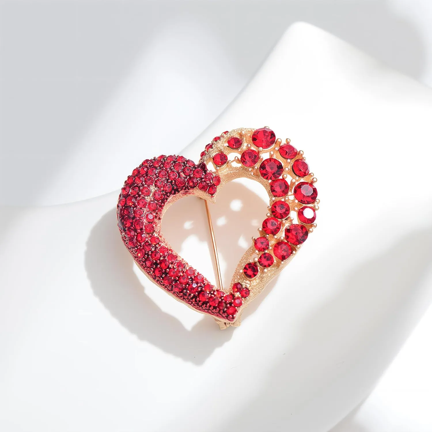 Heart Brooches for Women Rhinestone Crystal Heart Brooch Pin Gift for Wife Girlfriend